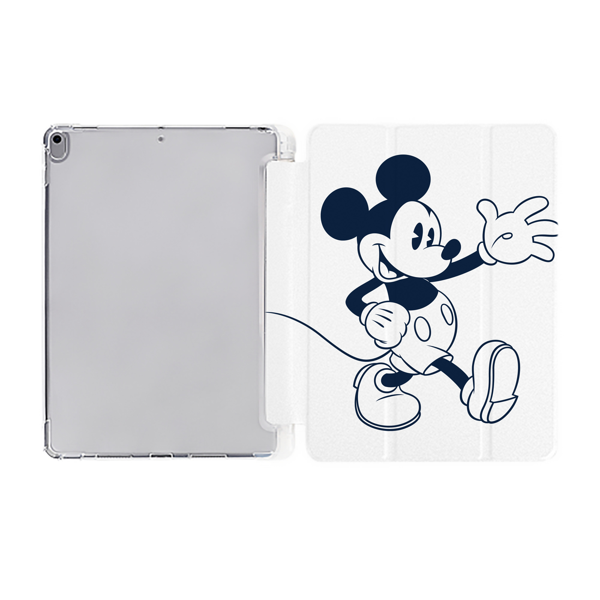 （画像用） ミッキーマウス Mickey Mouse IPad ケース ペン収納付き 三つ折りスタンド PUレザー×シリコン 対応機種9.5/10.5/10.9インチ